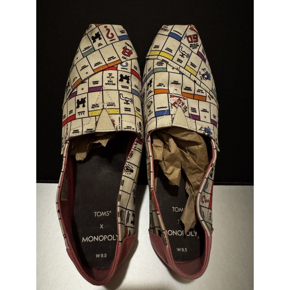 Toms Alpargata Women 9.5 Monopoly Game Board Print Pink Shoes Slip On